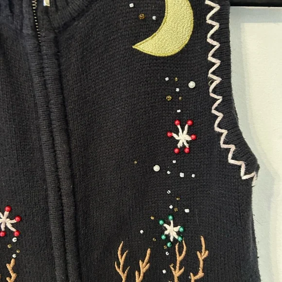 FAST SHIPPING VTG DSN Originals Studio Joy Reindeer Beaded Christmas  Vest - Picture 5 of 10